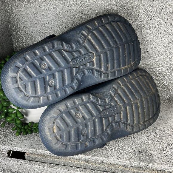 CROCS Navy Blue Lined Clogs Sandals Shoes - Picture 7 of 7